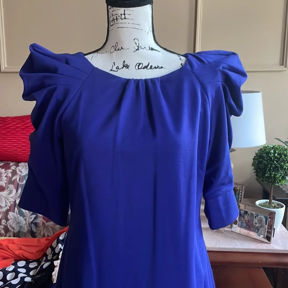 Jessica Simpson Cobalt Blue Puff Sleeve A-Line Dress - Picture 3 of 4